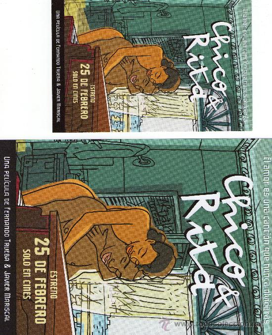 Flyers Publicitaires de Films Anciens: 950- CHICO & RITA- DE FERNANDO TRUEBA & JAVIER MARISCAL- FOLLETO Y TARJETA