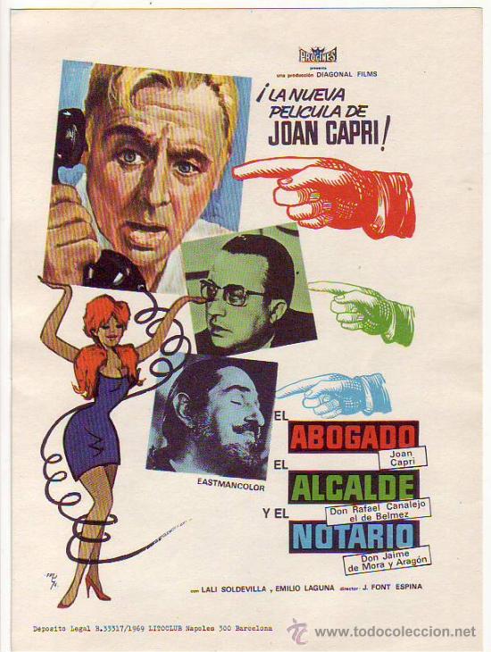 Folhetos de m&atilde;o de filmes antigos de cinema: el abogado el alcalde y el notario