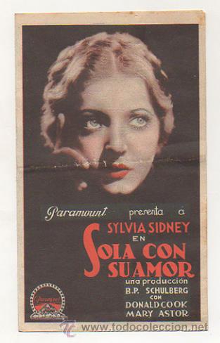 Cine: SOLA CON SU AMOR. PICAROL CINEMA. 1935. PROGRAMA DOBLE. - Foto 1