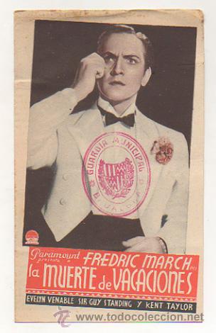 Foglietti di film di film antichi di cinema: LA MUERTE DE VACACIONES. PICAROL CINEMA. 1935. PROGRAMA DOBLE.