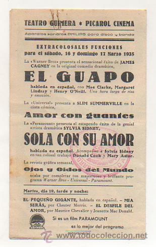 Cine: SOLA CON SU AMOR. PICAROL CINEMA. 1935. PROGRAMA DOBLE. - Foto 3