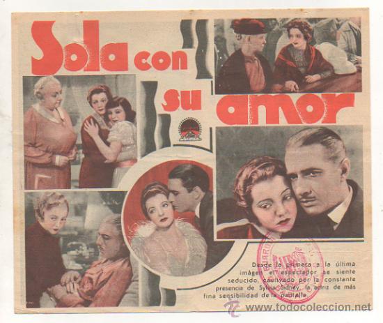 Cine: SOLA CON SU AMOR. PICAROL CINEMA. 1935. PROGRAMA DOBLE. - Foto 2