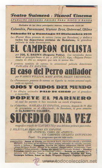 Cine: SUCEDIO UNA VEZ. 1935. PICAROL CINEMA. PROGRAMA DOBLE. - Foto 4