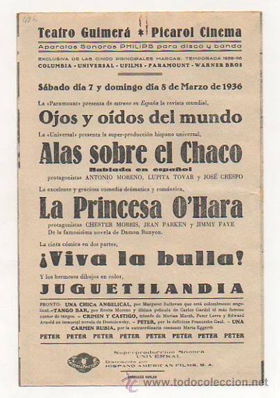 Cine: ALAS SOBRE EL CHACO. PROGRAMA DOBLE. 1936. PICAROL CINEMA. - Foto 3