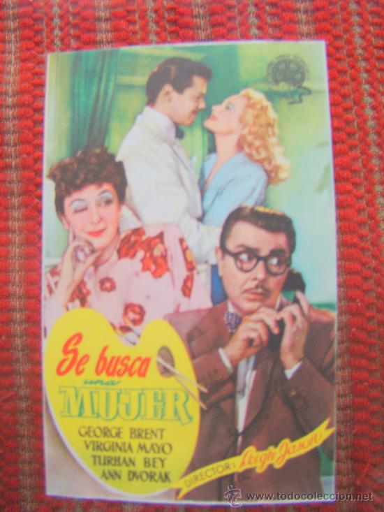  Foglietti di film di film antichi di cinema: SE BUSCA UNA MUJER, GEORGE BRENT, VIRGINIA MAYO, C/P. CINE COSO. ALB