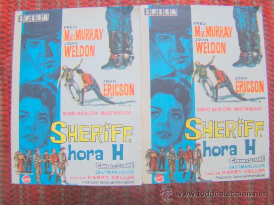 Cine: SHERIFF HORA H, FRED MacMURRAY, JOAN WELDON, JOHN ERICKSON.LOTE 2 PROGRAMAS,S/P - Foto 1