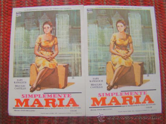 Cine: SIMPLEMENTE MARIA, SABY KAMALICH, BRAULIO CASTILLO, LOTE DE 2 PROGRAMAS, S/P.. - Foto 1