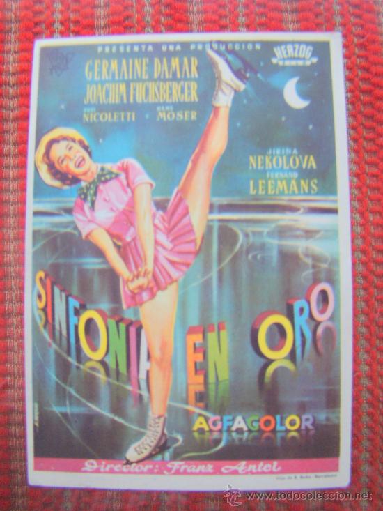 Foglietti di film di film antichi di cinema: SINFONIA EN ORO, GERMAINE DAMAR, JOACHIM FUCHSBERGER, S/P.