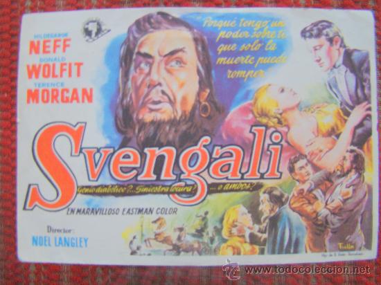 Flyers Publicitaires de Films Anciens: SVENGALI, HILDEGARDE NEFF, DONALD WOLFIT, TERENCE MORGAN, C/P. CINE ALKAZAR,1959