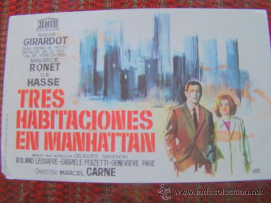 Foglietti di film di film antichi di cinema: TRES HABITACIONES EN MANHATTAN, ANNIE GIRARDOT, MAURICE RONET, S/P.