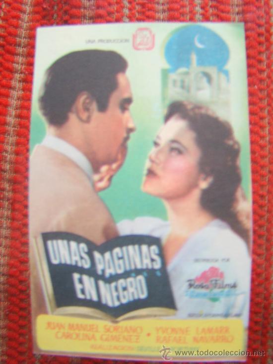 Kino: UNAS PAGINAS EN NEGRO, YVONNE LAMARR CAROLINA GIMENEZ, RAFAEL NAVARRO, S/P.