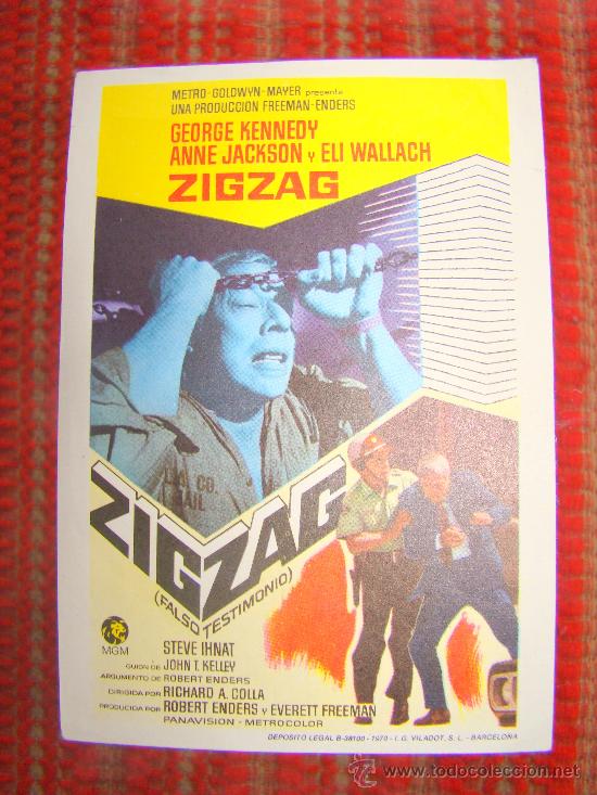 Cine: PROGRAMA. ZIGZAG, GEORGE KENNEDY, ELI WALLACH, ANNE JACKSON. S/P. - Foto 1