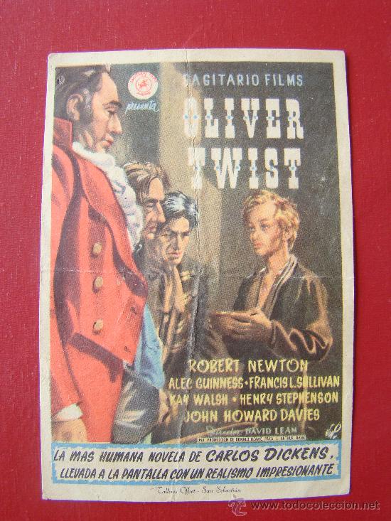 Flyers Publicitaires de Films Anciens: OLIVER TWIST, ALEC GUINNES, ROBERT NEWTON, KAY  WALSH. C/P. CINE AVENIDA.