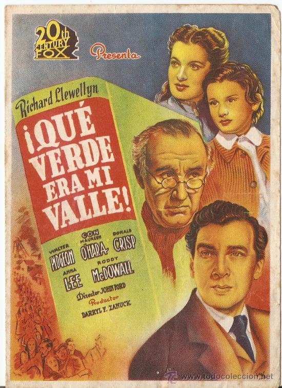 Cinema: &iexcl;QU&Eacute; VERDE ERA M&Iacute; VALLE! - WALTER PIDGEON, MAUREEN O'HARA - CINES CANETENSE Y VICTORIA, CANET DE MAR