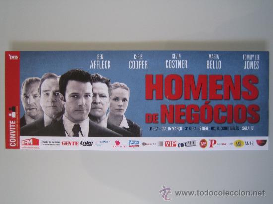 Cine: homens de negocios - folleto de mano invitaci&oacute;n al preestreno de la pelicula en portugal