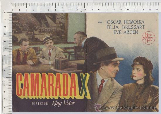 Cine: PROGRAMA DE MANO FOLLETO DE CINE CAMARADA X CLARK GABLE HEDY LAMARR CINEMA DEUSTO MGM 1952