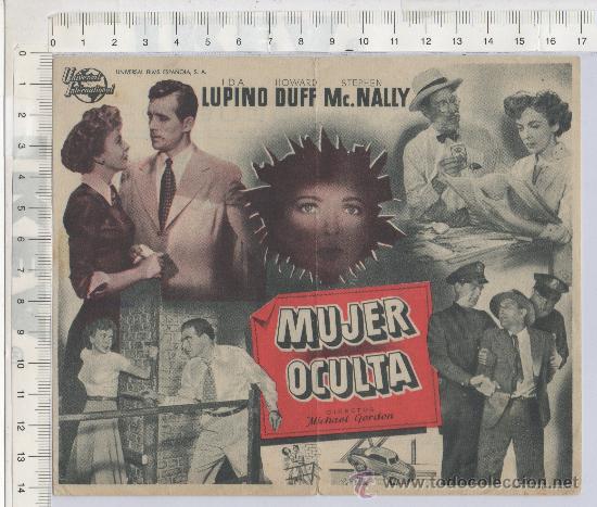 Foglietti di film di film antichi di cinema: PROGRAMA DE MANO FOLLETO DE CINE MUJER OCULTA IDA LUPINO UNIVERSAL PICTURES CINEMA DEUSTO 1952