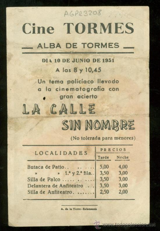 Cine: PROGRAMA DE CINE. LA CALLE SIN NOMBRE. - Foto 2