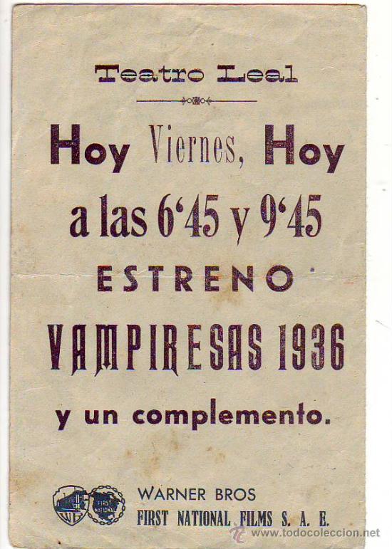 Cine: vampiresas 1936 - programa doble - c/p - Foto 3