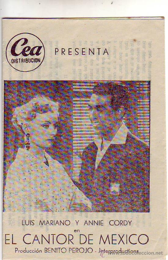 Cine: el cantor de mexico - luis mariano - annie cordy - programa doble - Foto 1