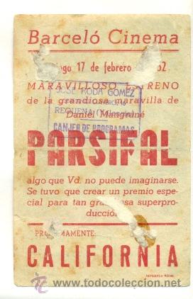 Cine: PARSIFAL - PROGRAMA ORIGINAL   CON  PUBLICIDAD - - Foto 2