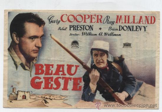 Cine: Beau Geste. Sencillo de Paramount. Meridiana 1947. - Foto 1