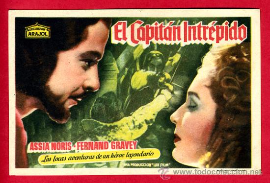 Folhetos de m&atilde;o de filmes antigos de cinema: EL CAPITAN INTREPIDO , SENCILLO, ORIGINAL,  ARAJOL 14