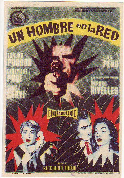 Folhetos de m&atilde;o de filmes antigos de cinema: un hombre en la red - edmund purdon - genevieve page - gina gervi - luis pe&ntilde;a