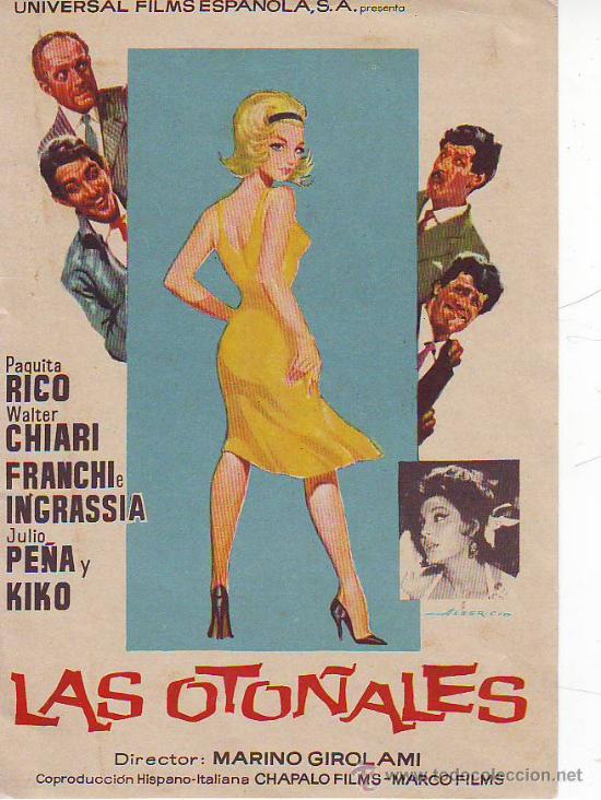 Foglietti di film di film antichi di cinema: las oto&ntilde;ales-paquita rico
