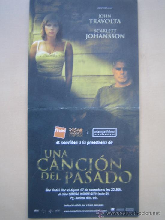 Flyers Publicitaires de Films Anciens: una cancion del pasado travolta scarlett johanson - folleto de mano invitacion al preestreno