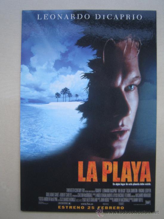 Flyers Publicitaires de Films Anciens: la playa leonardo di caprio - folleto de mano tarjeta del estreno