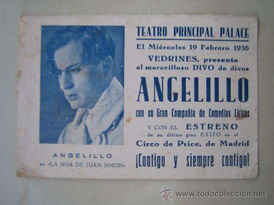 Flyers Publicitaires de Films Anciens: angelillo - contigo y siempre contigo - folleto de mano de teatro - muy raro