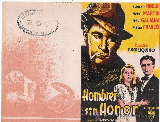 Foglietti di film di film antichi di cinema: 356--hombres sin honor (plancha)