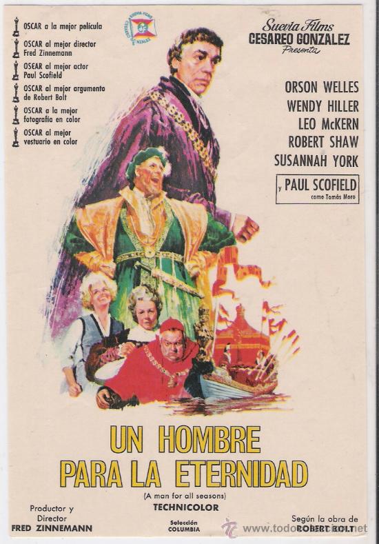 Flyers Publicitaires de Films Anciens: un hombre para la eternidad