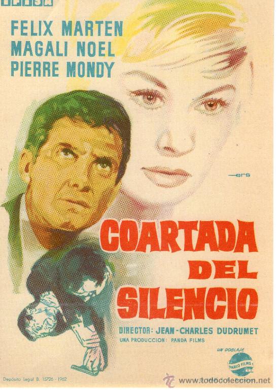 Flyers Publicitaires de Films Anciens: folleto de mano de cine- coartad del silencio- a&ntilde;o 1962, jean-charles dudrumet