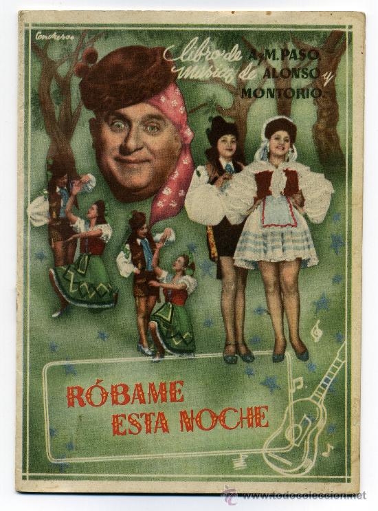 Cinema: ROBAME ESTA NOCHE, por Alfonso Paso. 8 hojas.TEATRO.