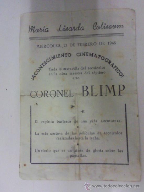 Cine: FOLLETO DE MANO, CORONEL BLIMP, CON PUBLICIDAD - Foto 2