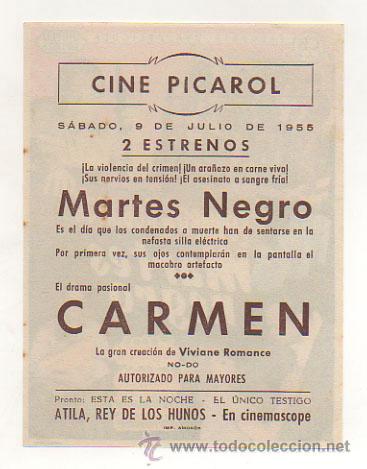 Cine: MARTES NEGRO. CINE PICAROL. 1955. - Foto 2