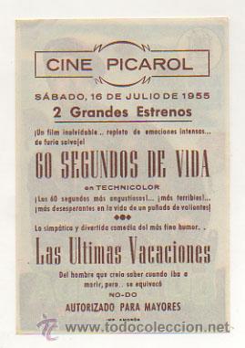 Cine: 60 SEGUNDOS DE VIDA. CINE PICAROL. - Foto 2