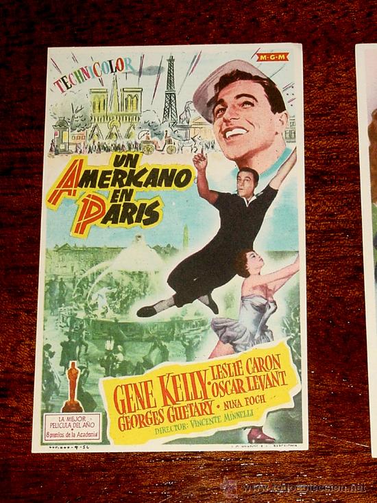 Kino: PROGRAMA DE CINE UN AMERICANO EN PARIS - CON PUBLICIDAD DE CINE RIALTO.
