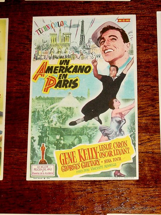 Kino: PROGRAMA DE CINE UN AMERICANO EN PARIS - CON PUBLICIDAD DE CINE RIALTO - VILLANUEVA DE LA SERENA.