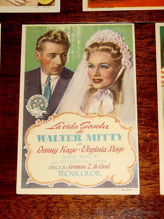 Flyers Publicitaires de Films Anciens: ANTIGUA PROGRAMA DE CINE LA VIDA SECRETA DE WALTER MITTY - CON PROPAGANDA DE CINE TEXAS.