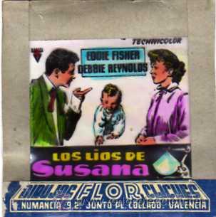 Flyers Publicitaires de Films Anciens: CELULOIDE. CINE. DIBUJOS FLOR CLICHES. VALENCIA. Los lios de Susana. Fisher, Reynolds.