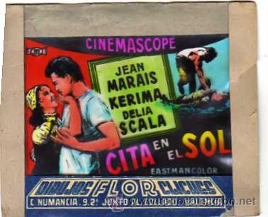 Flyers Publicitaires de Films Anciens: CELULOIDE. CINE. DIBUJOS FLOR CLICHES. VALENCIA. Cita en el Sol. Marais, Kerina Scala.