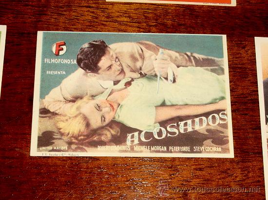Flyers Publicitaires de Films Anciens: ANTIGUO PROGRAMA DE CINE ACOSADOS - CON PUBLICIDAD DE CINE FLORIDA.