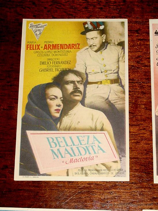 Flyers Publicitaires de Films Anciens: ANTIGUO PROGRAMA DE CINE BELLEZA MALDITA - CON PUBLICIDAD DE CINE JOFRE