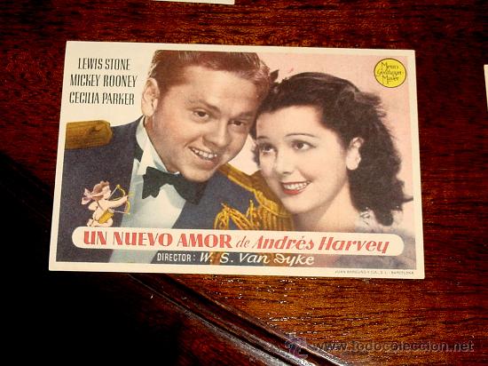 Flyers Publicitaires de Films Anciens: ANTIGUO PROGRAMA DE CINE UN NUEO AMOR DE ANDRES HARVEY - CON PUBLICIDAD DE SALON CINEMA HOY.