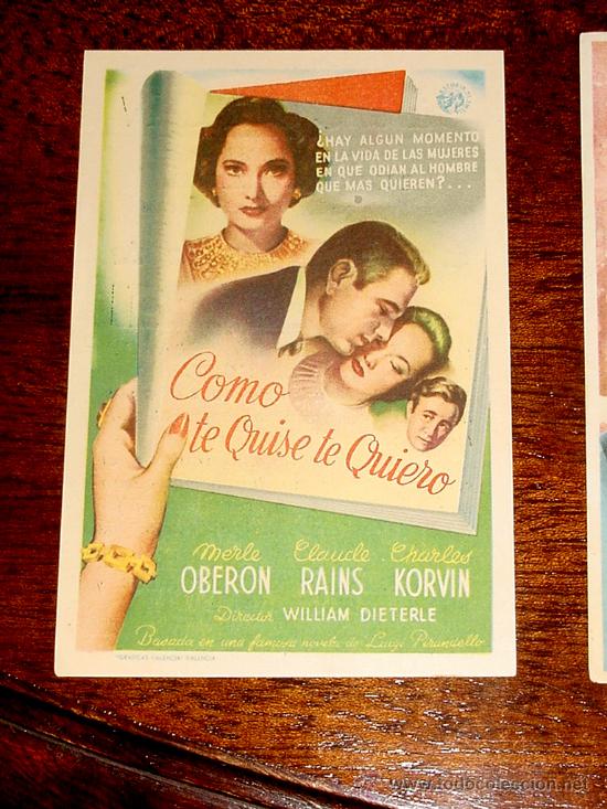 Flyers Publicitaires de Films Anciens: ANTIGUO PROGRAMA DE CINE COMO TE QUISE TE QUIERO - CON PUBLICIDAD DE CINE COLON.