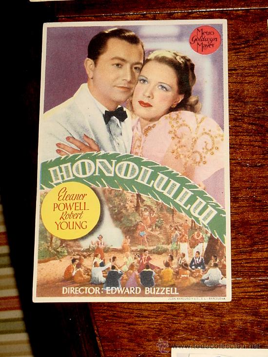 Flyers Publicitaires de Films Anciens: ANTIGUO PROGRAMA DE CINE HONOLULU - CON PUBLICIDAD DE CINE RIALTO.