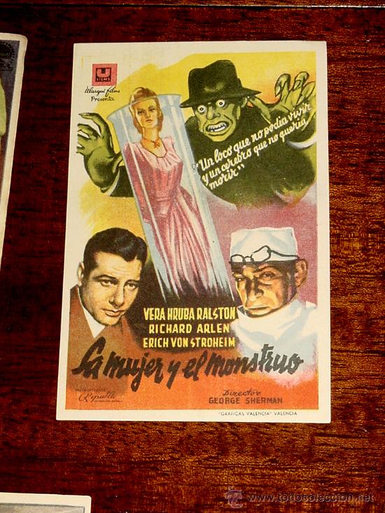 Cine: ANTIGUO PROGRAMA DE CINE LA MUJER Y EL MONSTRUO - SIN PUBLICIDAD. - Foto 1